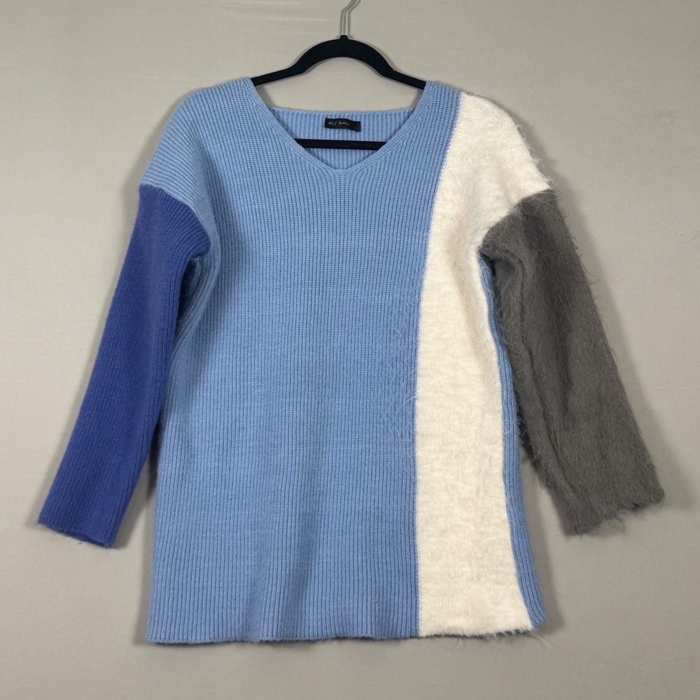 Aly Daly Colorblock Sweater Womens No Size Blue Excellent Y2K Mixed Texture